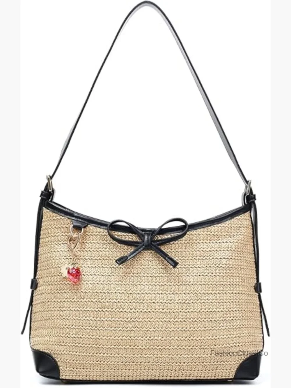 Straw Woven Hobo Crossbody Bag with Adjustable Strap, Summer Beach Tote